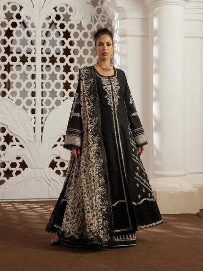 Black embroidered Pakistani 3-piece suit for women