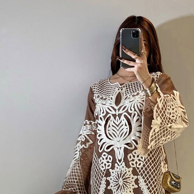 Brown embroidered Pakistani suit for women