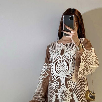 Brown embroidered Pakistani suit for women