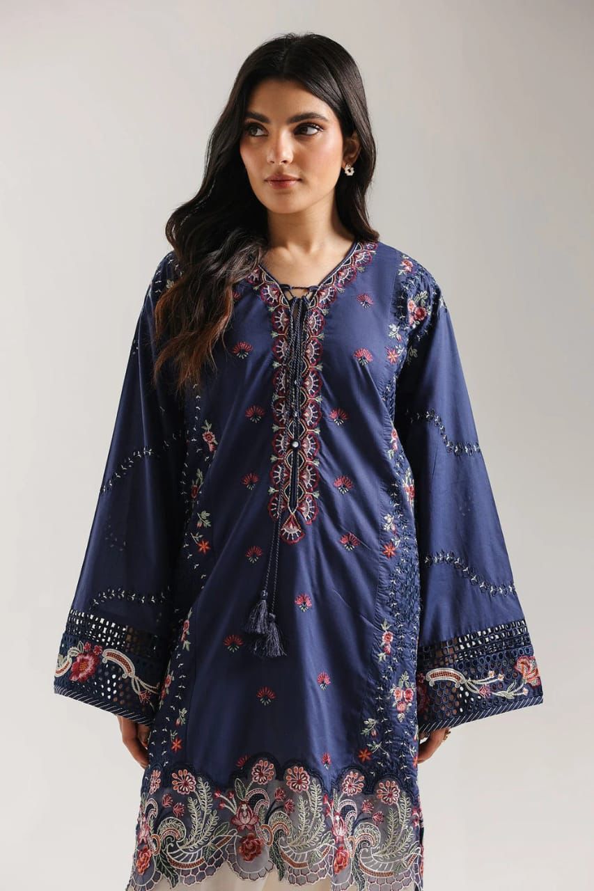 Elegant navy blue embroidered Pakistani ethnic wear for women