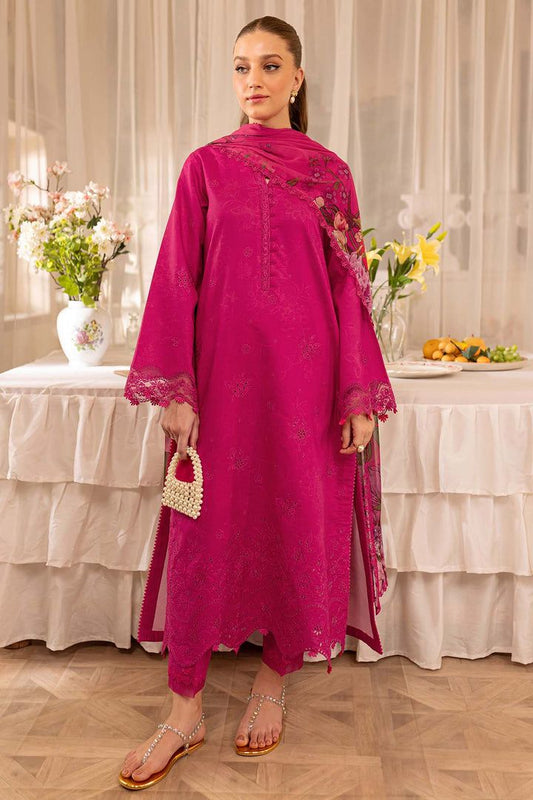 Fuchsia embroidered Pakistani 3-piece suit for women