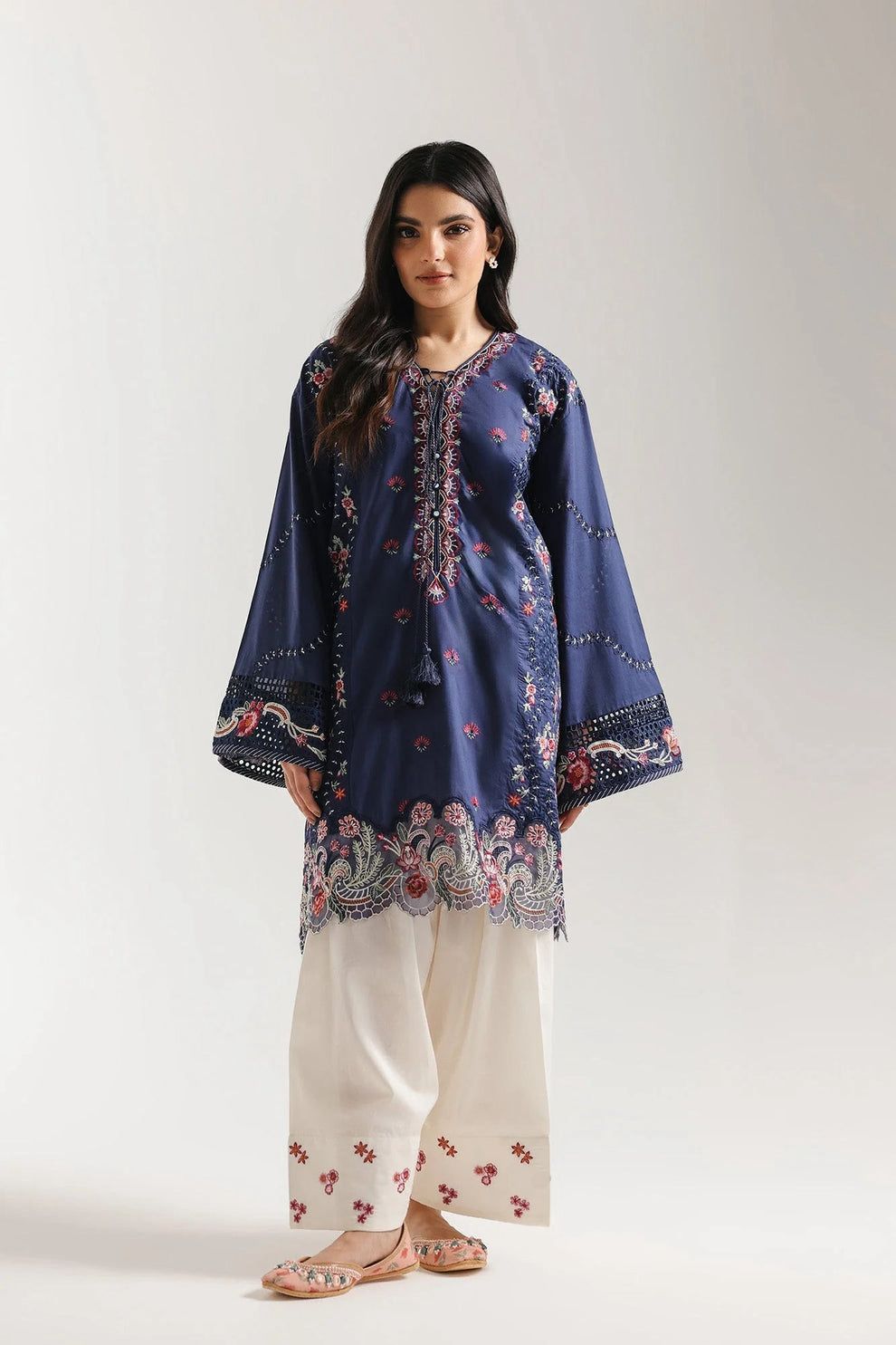 Navy blue embroidered Pakistani suit for women