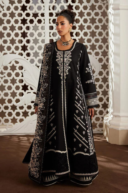 Pakistani black lawn suit with intricate embroidery