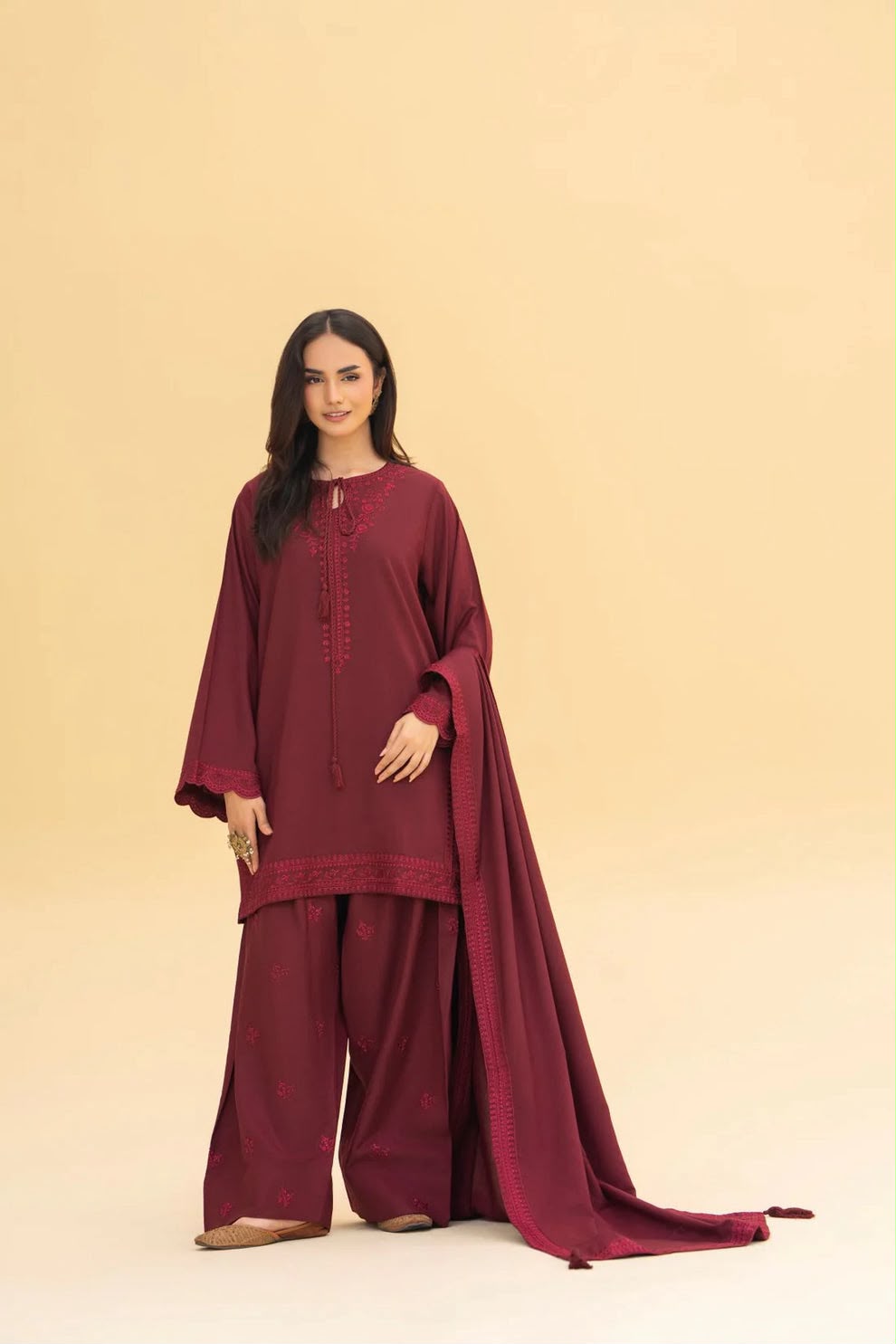 Maroon Embroidered Salwar Kameez Suit Set