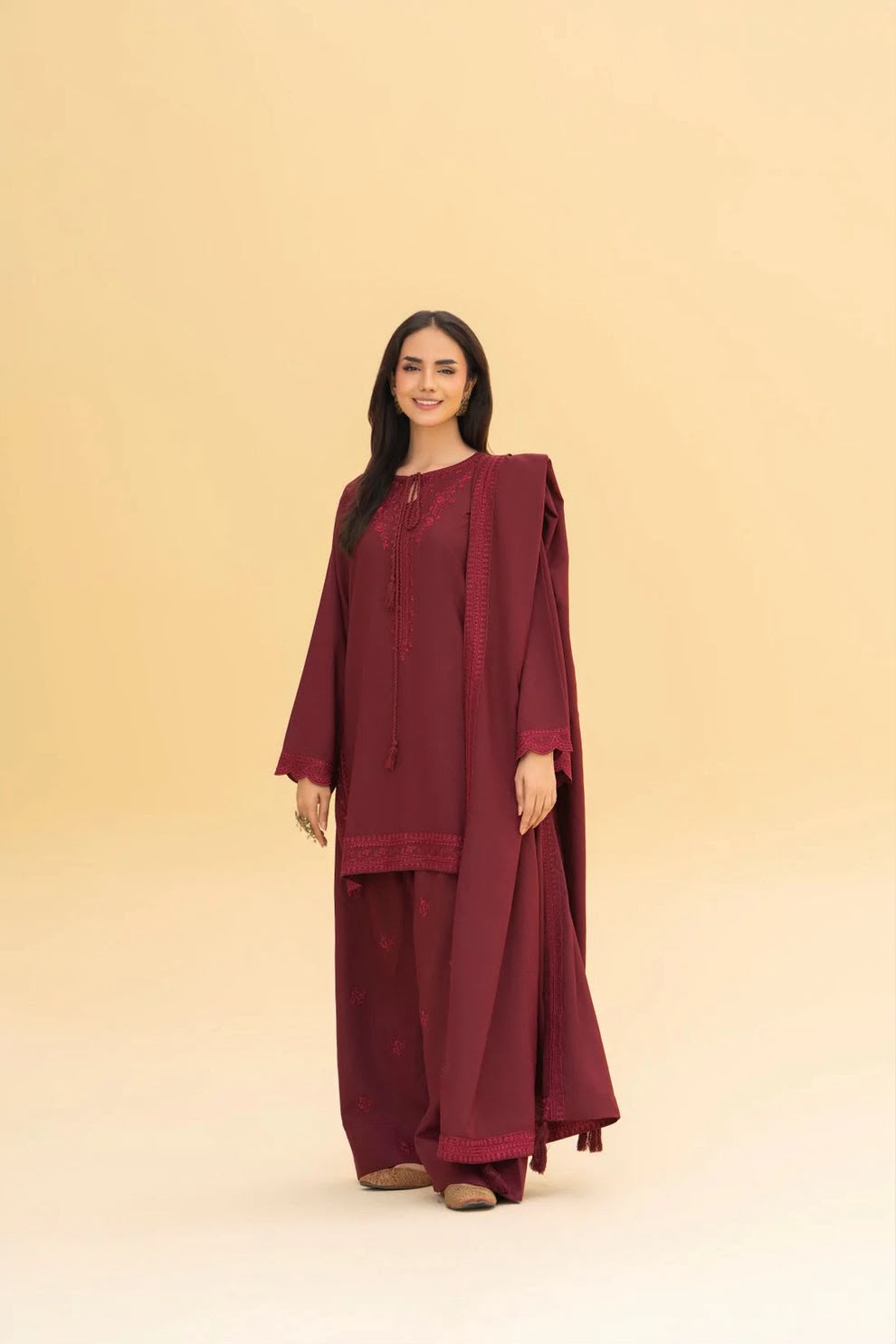 Maroon Embroidered Salwar Kameez Suit Set